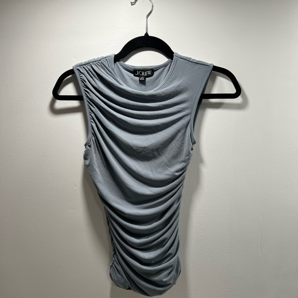 J.Crew Light Slate Ruched Sleeveless Shell - Picture 3 of 7
